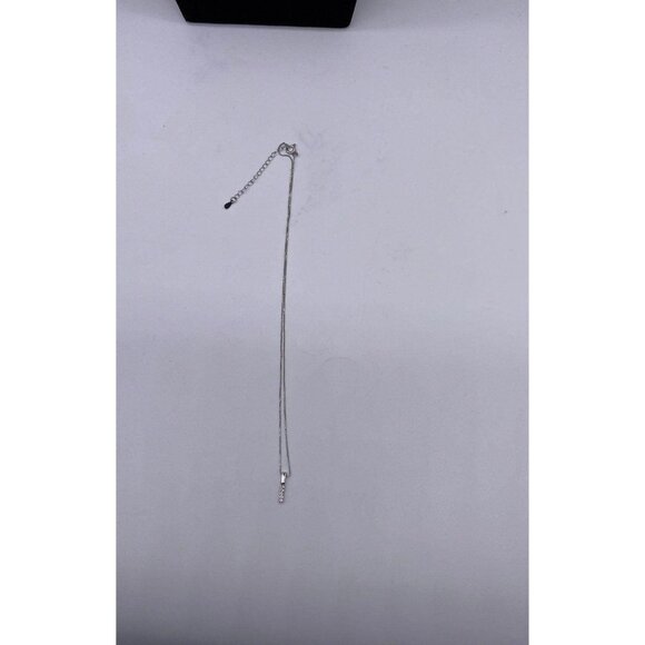 Penta Crystal Bar Charm Necklace Silver Tone Adjustable Chain Women's Jewelry - Picture 5 of 8